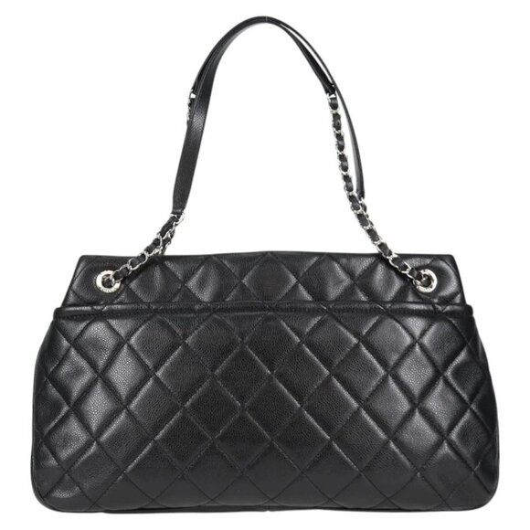 CHANEL Matelasse COCO Mark Chain Bag Grained Calf Skin Black Silver CC Auth ... - Picture 2 of 16